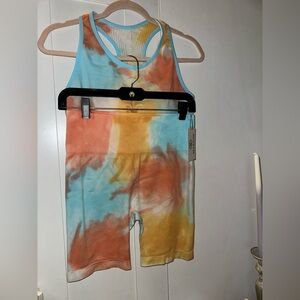 NWT Sorbet Seamless High Waist Scrunch Biker Short Activewear Set